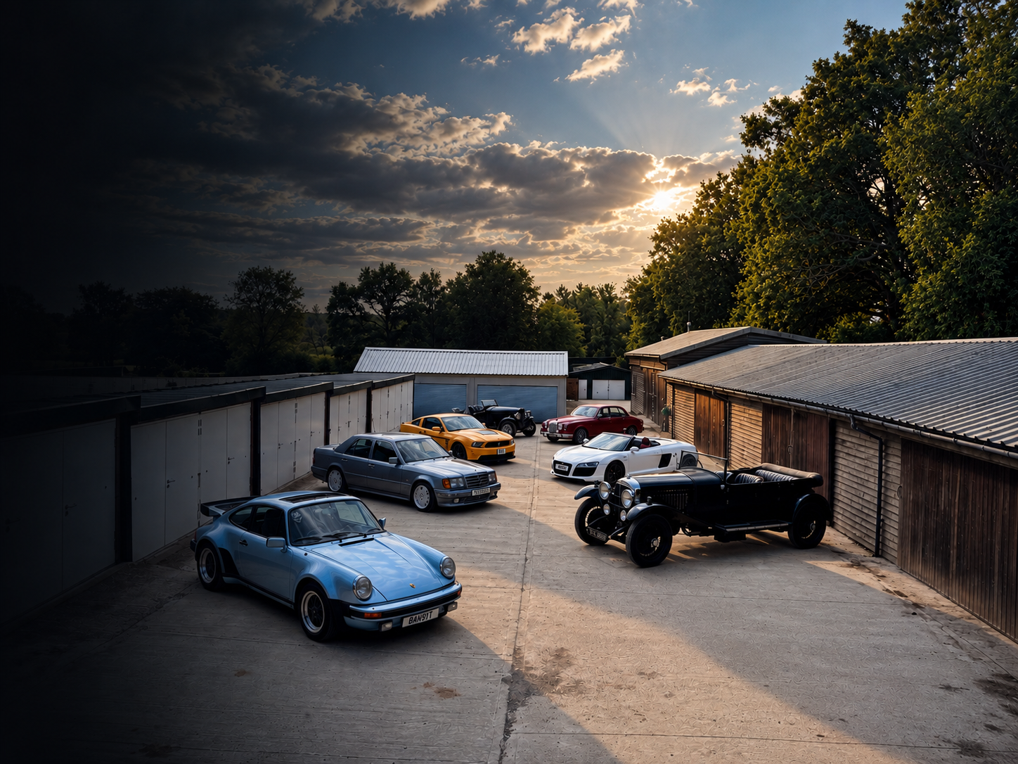 Classic cars in private storage